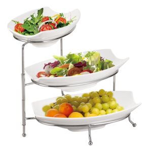 3-Tier Serving Set White and Silver 3-Tier Serving Set White and Silver